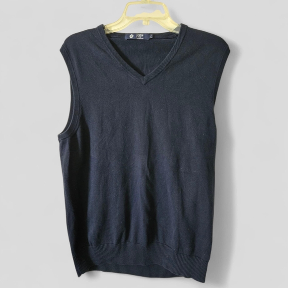 J. Crew Black V-Neck Sweater Vest Essential Knit Size LARGE - Picture 2 of 6